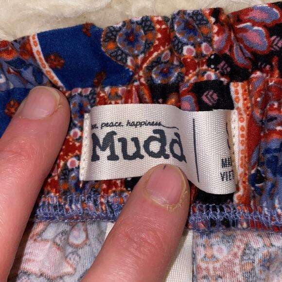 Mudd Sueded Jersey Paperbag Waisted Joggers Tapered Ankle Floral & Paisley EUC - Picture 4 of 12